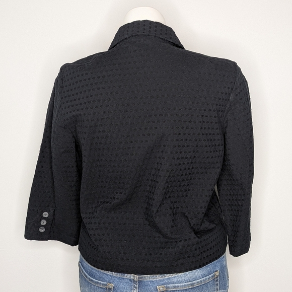 NWT Christopher & Banks black 1/2 sleeve cropped button up top XLP - Picture 6 of 9